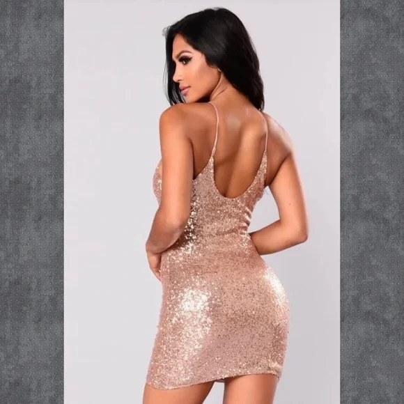 Rose Gold Sequin Dress - Small - Picture 4 of 4